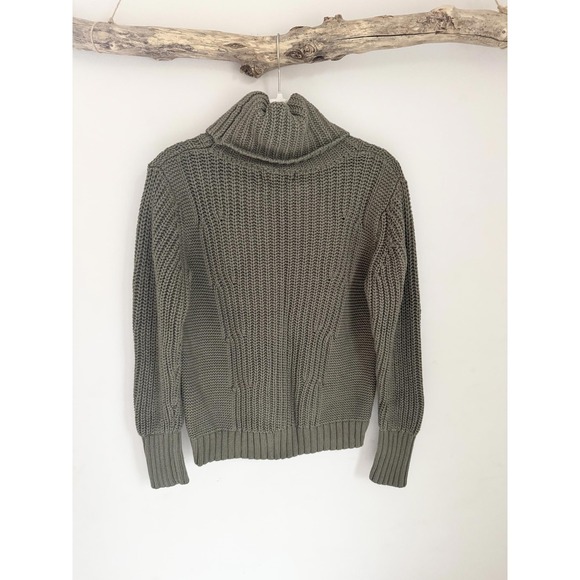 Banana Republic Olive Green Chunky Knit Turtleneck Sweater Size Medium - Picture 6 of 6